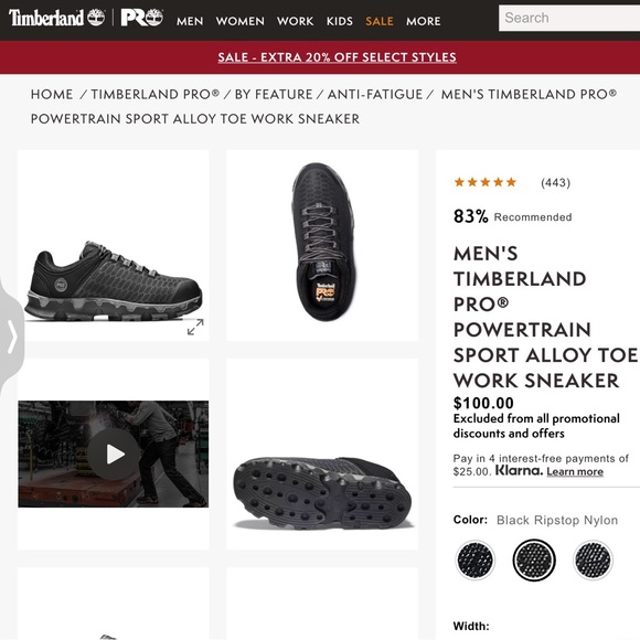 MEN'S TIMBERLAND PRO® POWERTRAIN SPORT ALLOY TOE Work Shoe Sneaker - 10W - Picture 2 of 16